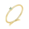 Minimalist gold-plated ring featuring a single round-cut light blue zircon stone - US 5 / Light Gold + Light Blue Stone