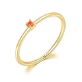 Minimalist gold ring with a round orange-red gemstone in a four-prong setting - US 5 / Light Gold + Orange Red Stone