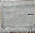 Classic gray cashmere-feel scarf with elegant fringe detail on wooden background - Silver Gray / 68x200cm