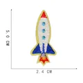 Self-adhesive rocket embroidered patch with blue and red details 5.0 x 2.4 cm - Yellow Rocket