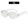 Y2K rimless curved oval sunglasses with wavy clear lenses and silver nose bridge - Clear White
