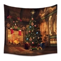 Christmas tapestry with fireplace and tree design for cozy room decoration - 73*95CM (Brushed Fabric) / Warm Brown Christmas Scene Style(GT100585)
