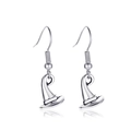 Vintage silver witch hat drop earrings for Halloween with antique finish hooks - Hat Style