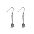 Minimalist silver broomstick drop earrings for women halloween holiday party jewelry - Broom Style