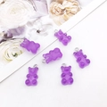 Translucent purple gummy bear resin charms with metal rings for DIY jewelry making - Bear - Solid Purple (12569)