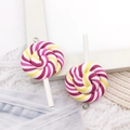 Swirl lollipop resin charms in white yellow pink and purple colors for DIY jewelry making - Lollipop - Yellow Pink Purple (12585)