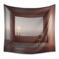 Arazzo bohémien con vista mare al tramonto e stile minimalista in toni rosa caldi - 73X95CM (Spazzolato Transfrontaliero) / ZJ1923 (Tramonto Morandi Caldo)