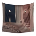 Arazzo camera da letto surrealista bohémien con mare al chiaro di luna e pareti rosa - 73X95CM (Spazzolato Transfrontaliero) / ZJ1925 (Camera da Letto da Sogno)