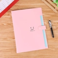 Trieur A4 rose avec imprimé sourire, organiseur multicouche et fermeture par pression - Rose