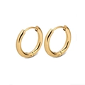 Orecchini a cerchio dorati spessi in acciaio inossidabile con chiusura a scatto - 8mm / Oro