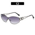 Fashion heart sunglasses with purple gradient lenses and metal frames in C2 color - Gunmetal Frame Smoke Grey Lens (C2)
