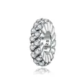 Sparkling S925 sterling silver bead charm with double row cubic zirconia crystals - SCC1648(Round Zirconia Bead)