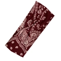 Burgundy paisley print twist knot headband with white floral pattern on plain white backdrop - Burgundy