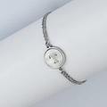 Bracelet chaîne Figaro minimaliste en acier inoxydable avec pendentif lettre T en nacre - Lettre T / Acier