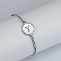 Bracelet en acier inoxydable argenté avec pendentif en nacre et lettre Y - Lettre Y / Acier