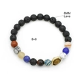 Bracciale sistema solare galassia con pietra lavica 8mm e perline colorate - 8+8 Pietra Lavica
