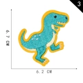 Cartoon dinosaur embroidery patch in blue and yellow colors, 6.7cm height DIY patch - Style 3-Blue Green T-Rex