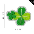 Green four-leaf clover embroidered patch for DIY clothing 3.5cm x 4.3cm size - Style 12-Green Four-leaf Clover