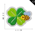 Embroidered clover and bee iron-on patch, size 4x3cm for DIY clothing and accessories - Style 13-Clover Bee