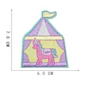 Self-adhesive unicorn circus tent embroidery patch measuring 7.0 cm by 6.0 cm - Style 23-Unicorn Circus Tent