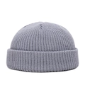 Detailed view of the grey knitted texture and rolled edge of the brimless docker cap - 55-60 / Light Gray