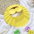 Yellow baby shampoo cap with ear protection and adjustable snaps for infant bath - Yellow with Ears