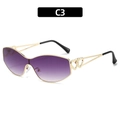 C3 stylish sunglasses featuring purple gradient lenses and gold heart hollow details - Gold Frame Purple Lens (C3)