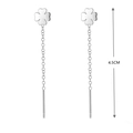 Detail of 4.5cm S925 sterling silver four-leaf clover tassel earrings with fine long chains - Four-Leaf Clover Style