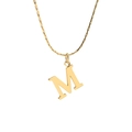 Minimalist gold titanium steel necklace featuring a bamboo style chain and letter M pendant - Gold