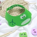 Green frog-shaped EVA foam baby shower cap for ear protection on white fabric - Cartoon Frog Green