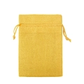 Yellow burlap drawstring bag with woven texture for jewelry and cosmetics packaging - Bright Yellow