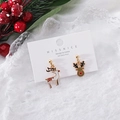 Christmas reindeer stud earrings in gold finish with festive red and black enamel - 7# Reindeer Body & Head
