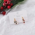 Detail of Christmas stocking and candy cane earrings with 925 silver posts on card - 13# Stocking & Candy Cane