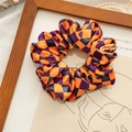 Coletero de terciopelo con patrón de tablero naranja y morado para Halloween - Púrpura Naranja Tablero