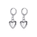 Pendientes de corazón en plata pulida con acabado de espejo minimalista y estilo punk - Plateado