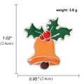 Christmas holly berry and bell enamel pin with size measurements of 2.6cm by 2.4cm - Green Leaf Bell Style (A00940)