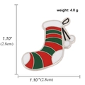 Christmas stocking enamel pin with red and green stripes and a bow, 1.10 inch size - Christmas Sock Style (A00937)