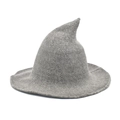 Chapeau de sorcière gris en tricot à pointe et large bord pour cosplay ou mode - M (56-58cm) / Gris clair