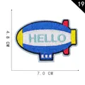 Self-adhesive airship embroidery patch with HELLO text measuring 7.0 by 4.8 CM - HELLO Airship