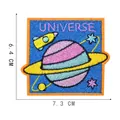 Self-adhesive embroidered planet and rocket universe patch for DIY sewing, 6.4x7.3cm - UNIVERSE