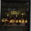 Adesivi natalizi dorati per finestre con Babbo Natale, renne e scritta augurale - Serie Glitter: Set Slitta di Natale Dorata