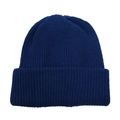 Classic dark blue knitted beanie with ribbed texture and folded cuff for autumn winter - Sapphire Blue