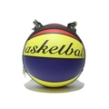 Colorful graffiti basketball cross-body bag with chain and gold metal handle - Rainbow