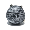 Graffiti basketball shaped crossbody bag in black with white street art prints - Black and White Graffiti C