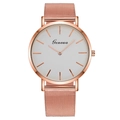 Minimalist quartz watch with rose gold mesh strap and white dial for elegant men and women - Rose Gold Band White Dial