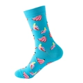 Himmelblaue Baumwollsocken mit Bananenmuster und gerippten Bündchen für Damen und Herren - Himmelblau Rosa Banane 108
