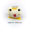Detail of cute plush lion brooch with dimensions 4cm height and 5.5cm width on white background - Frog