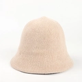 Close-up of beige chenille knit bucket hat showing thick vertical ribbed texture - M (56-58cm) / Beige
