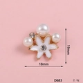 DIY phone case accessory featuring a white enamel flower with pearls and sparkling rhinestones - D683 Pearl Flower (Style 17)