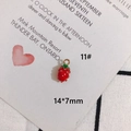 Macro detail of 14x7mm red enamel strawberry charm with gold ring for DIY jewelry - 11# (14*7mm)